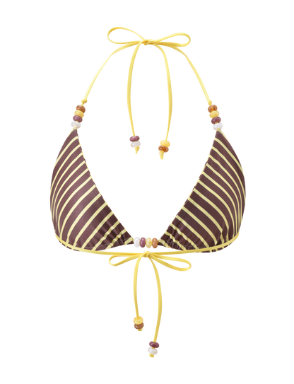 FINLEA REVERSIBLE BIKINI TOP - BROWN AND YELLOW STRIPE