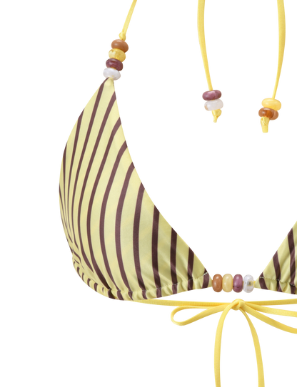 FINLEA REVERSIBLE BIKINI TOP - BROWN AND YELLOW STRIPE