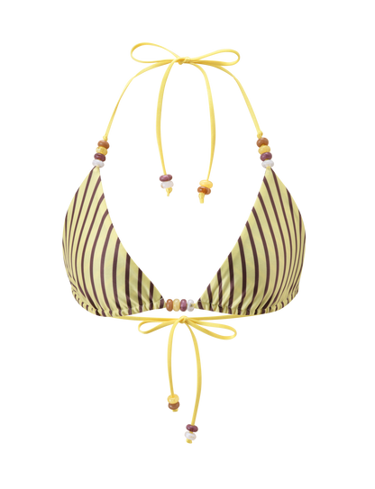 FINLEA REVERSIBLE BIKINI TOP - BROWN AND YELLOW STRIPE