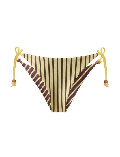 FINLEA REVERSIBLE BIKINI BOTTOM - BROWN AND YELLOW STRIPE
