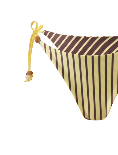 FINLEA REVERSIBLE BIKINI BOTTOM - BROWN AND YELLOW STRIPE
