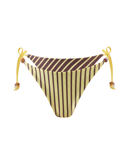 FINLEA REVERSIBLE BIKINI BOTTOM - BROWN AND YELLOW STRIPE