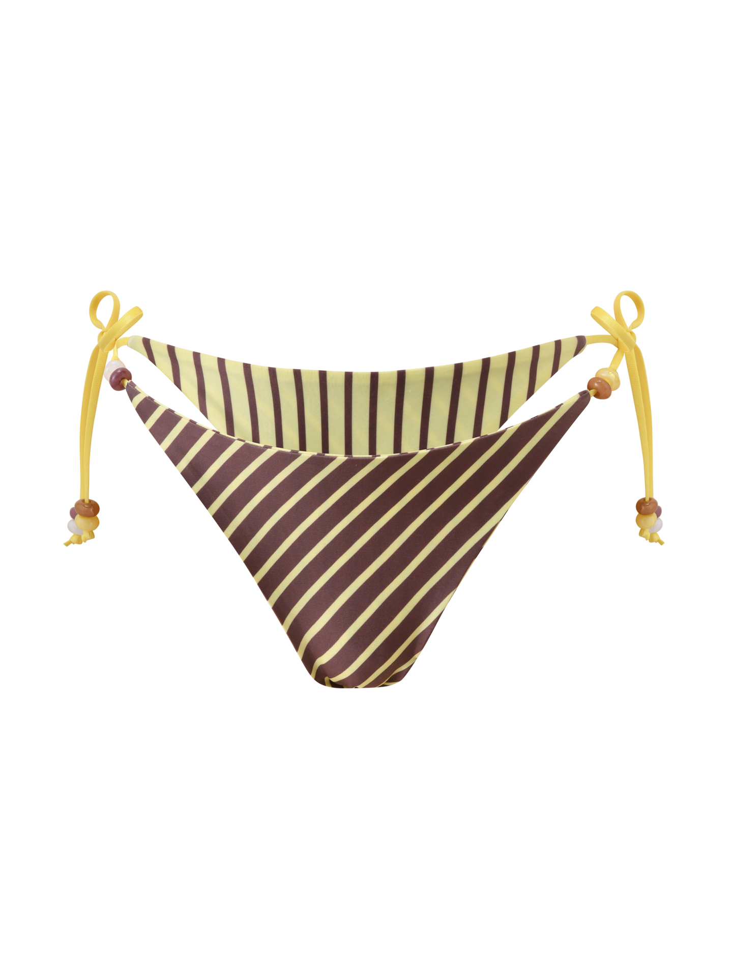 FINLEA REVERSIBLE BIKINI BOTTOM - BROWN AND YELLOW STRIPE