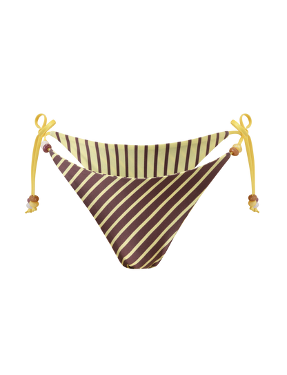 FINLEA REVERSIBLE BIKINI BOTTOM - BROWN AND YELLOW STRIPE