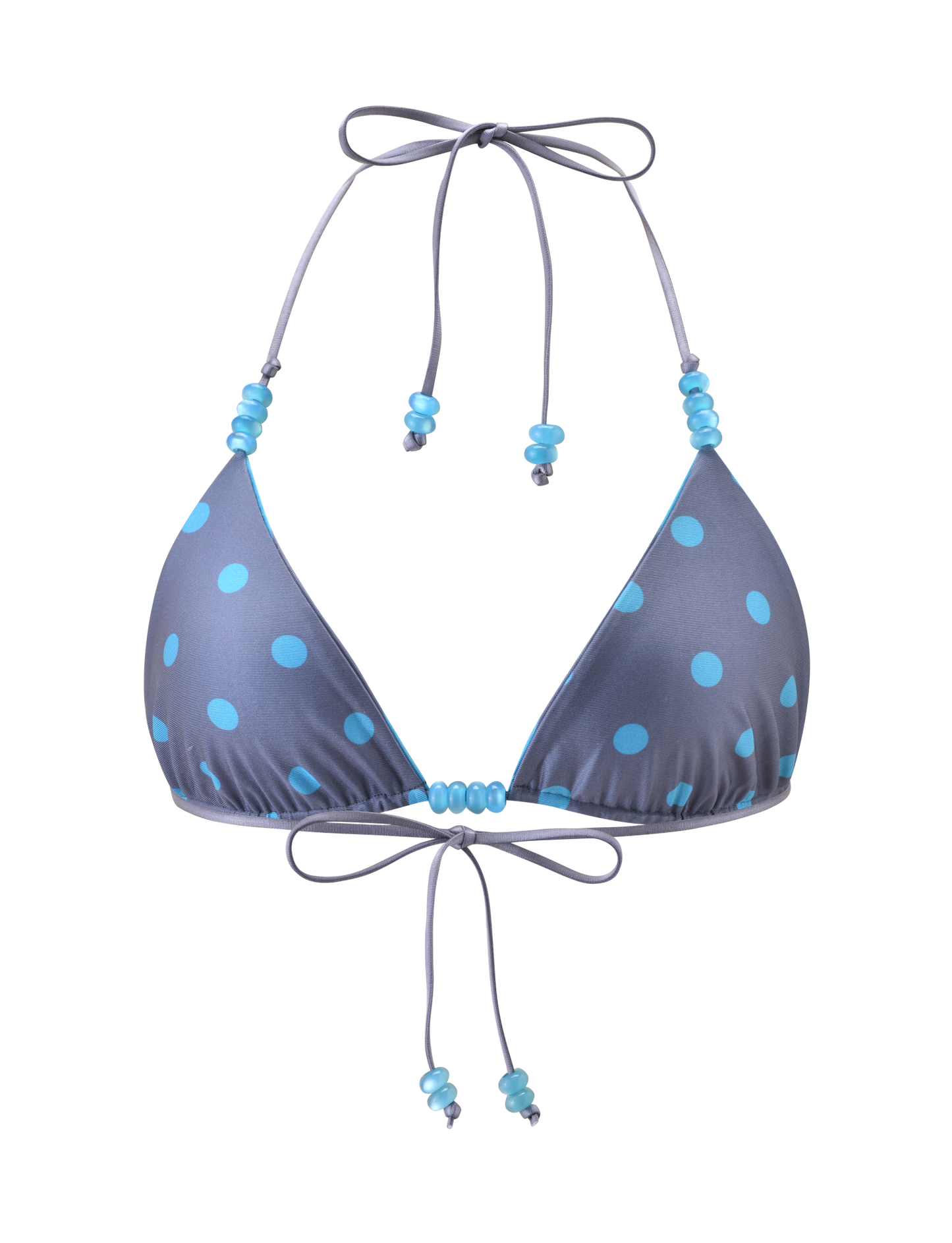 FINLEA REVERSIBLE BIKINI TOP - BLUE GREY DOT AND STRIPE