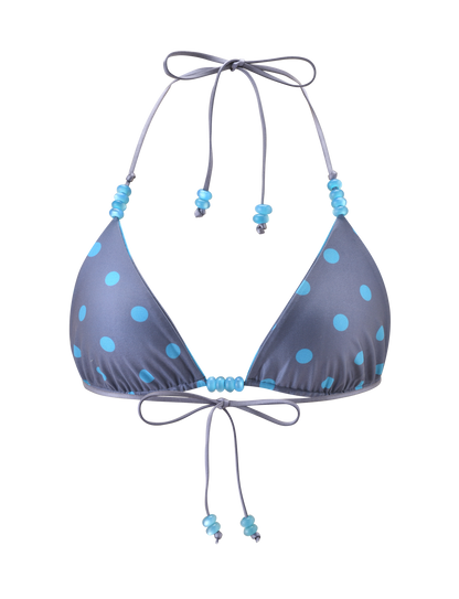 FINLEA REVERSIBLE BIKINI TOP - BLUE GREY DOT AND STRIPE