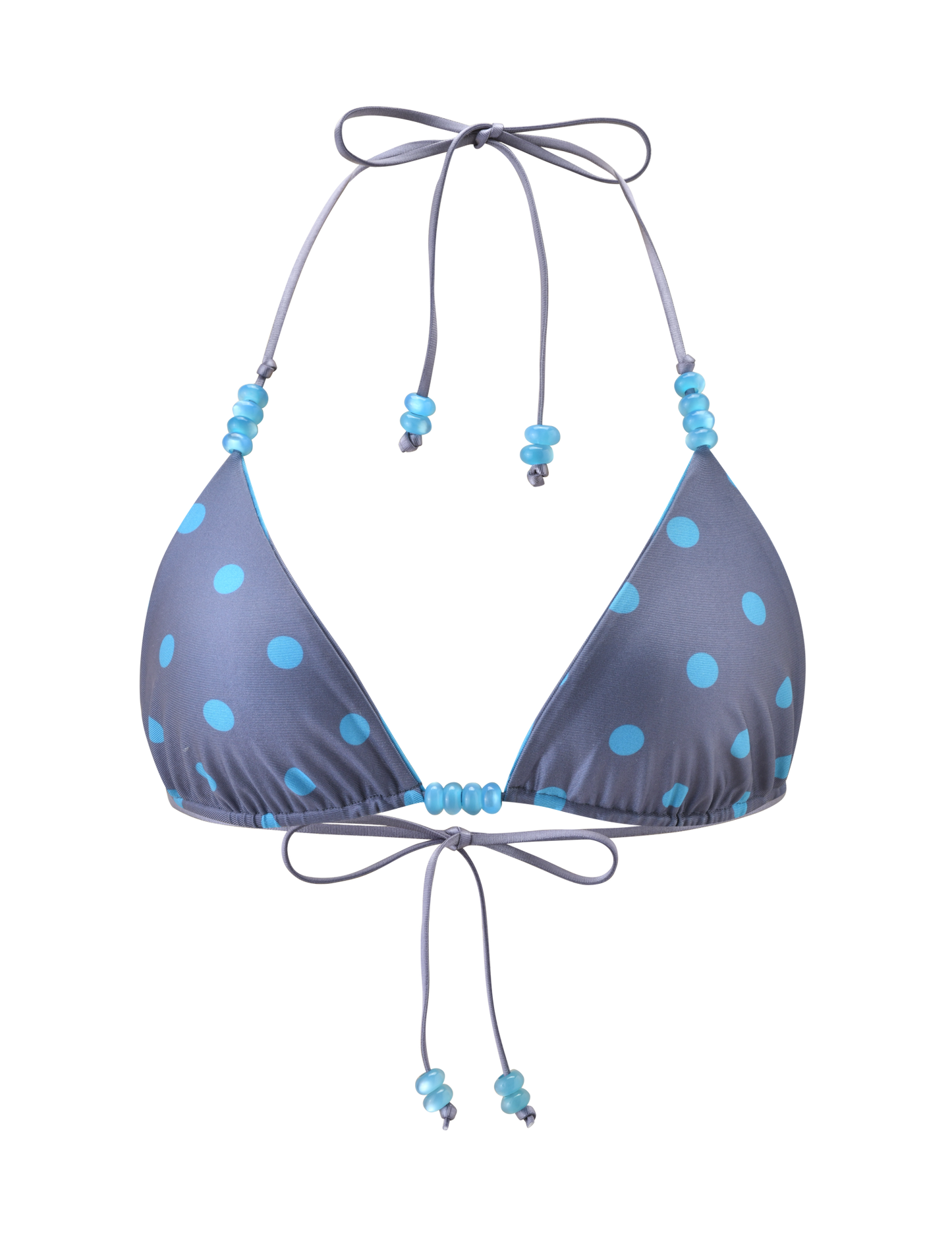 FINLEA REVERSIBLE BIKINI TOP - BLUE GREY DOT AND STRIPE