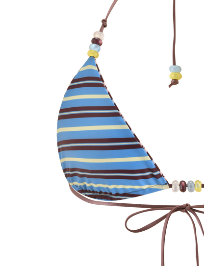 FINLEA REVERSIBLE BIKINI TOP - BROWN AND BLUE STRIPE