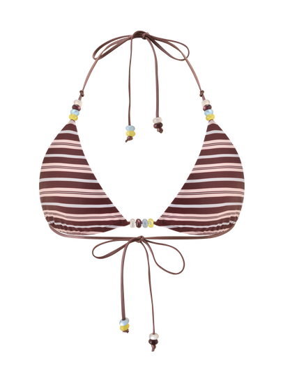 FINLEA REVERSIBLE BIKINI TOP - BROWN AND BLUE STRIPE
