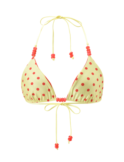 FINLEA REVERSIBLE BIKINI TOP - RED YELLOW DOT AND STRIPE