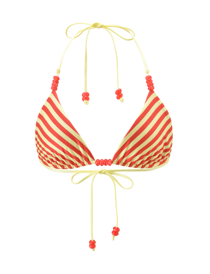 FINLEA REVERSIBLE BIKINI TOP - RED YELLOW DOT AND STRIPE