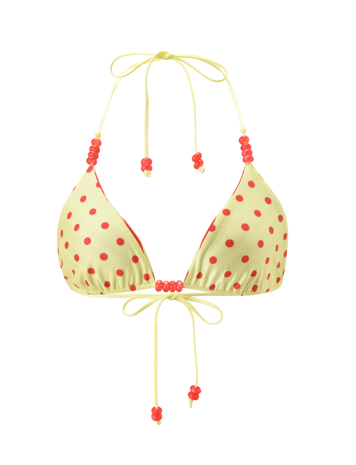 FINLEA REVERSIBLE BIKINI TOP - RED YELLOW DOT AND STRIPE