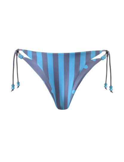 FINLEA REVERSIBLE BIKINI BOTTOM - BLUE GREY DOT AND STRIPE
