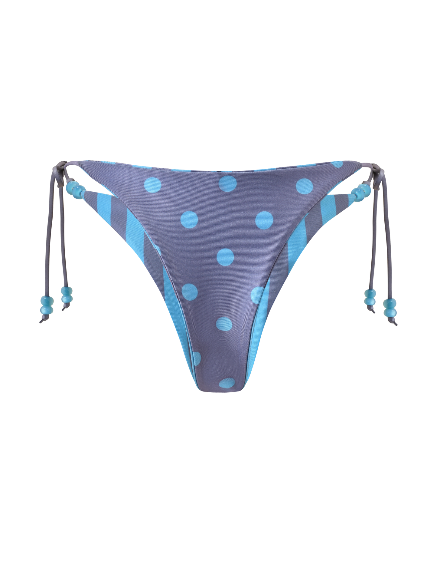 FINLEA REVERSIBLE BIKINI BOTTOM - BLUE GREY DOT AND STRIPE