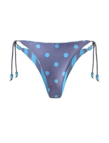 FINLEA REVERSIBLE BIKINI BOTTOM - BLUE GREY DOT AND STRIPE