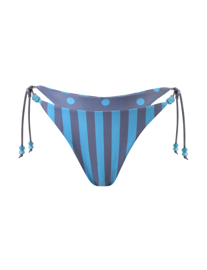 FINLEA REVERSIBLE BIKINI BOTTOM - BLUE GREY DOT AND STRIPE