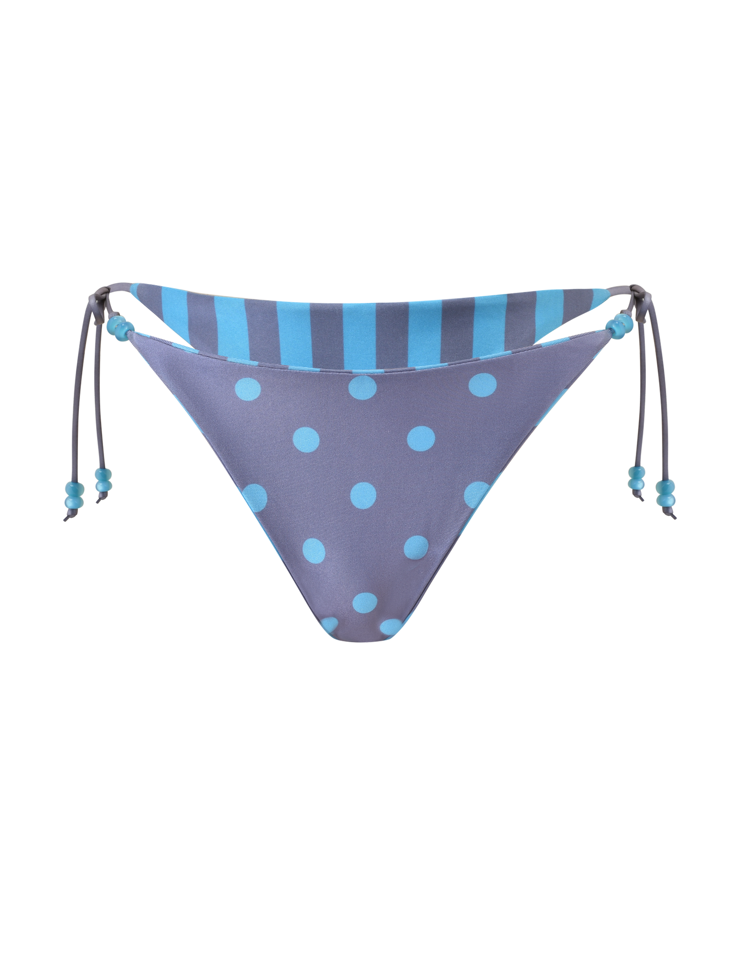 FINLEA REVERSIBLE BIKINI BOTTOM - BLUE GREY DOT AND STRIPE