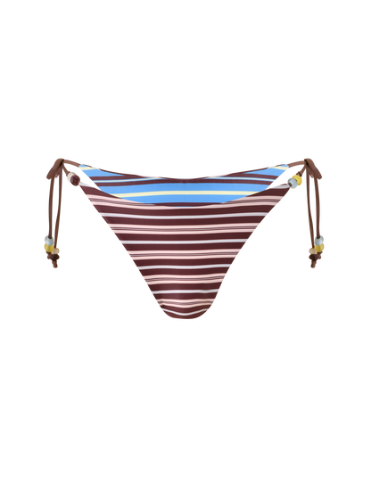 FINLEA REVERSIBLE BIKINI BOTTOM - BROWN AND BLUE STRIPE
