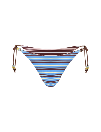 FINLEA REVERSIBLE BIKINI BOTTOM - BROWN AND BLUE STRIPE