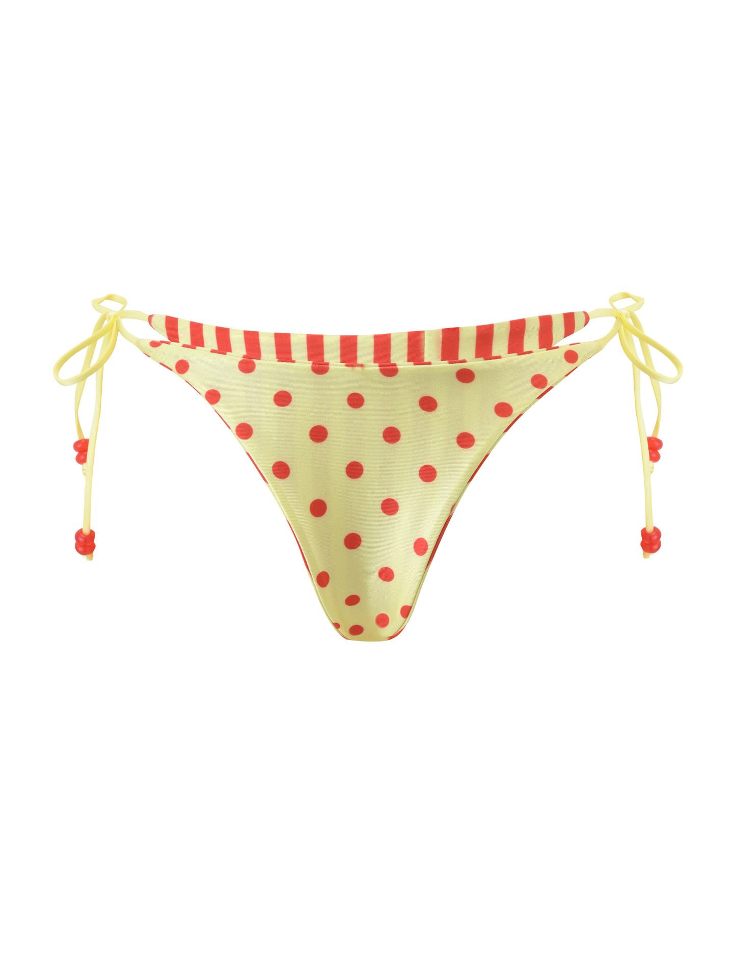 FINLEA REVERSIBLE BIKINI BOTTOM - RED YELLOW DOT AND STRIPE
