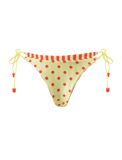 FINLEA REVERSIBLE BIKINI BOTTOM - RED YELLOW DOT AND STRIPE