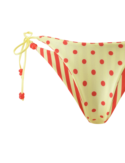 FINLEA REVERSIBLE BIKINI BOTTOM - RED YELLOW DOT AND STRIPE