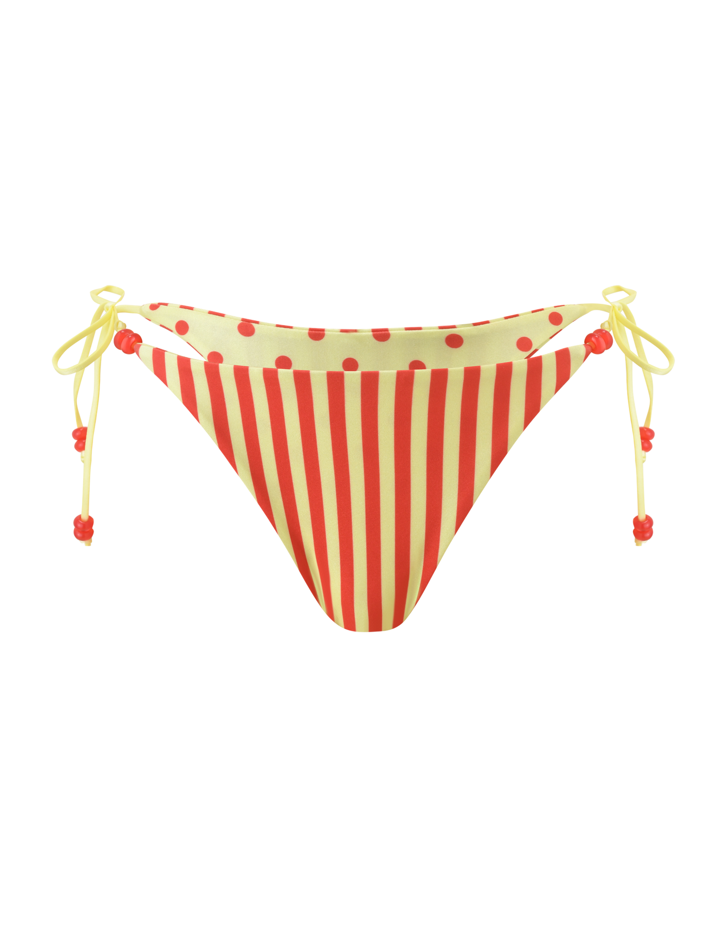 FINLEA REVERSIBLE BIKINI BOTTOM - RED YELLOW DOT AND STRIPE