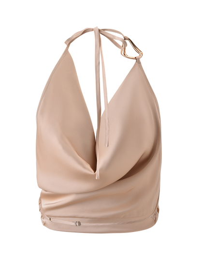 CYRENE SATIN COWL TOP - GOLD