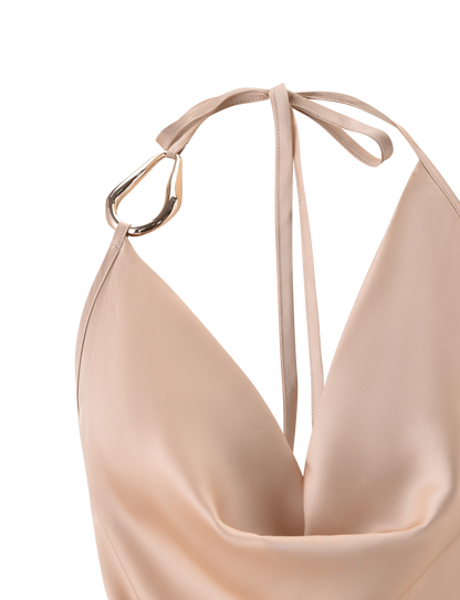 CYRENE SATIN COWL TOP - GOLD