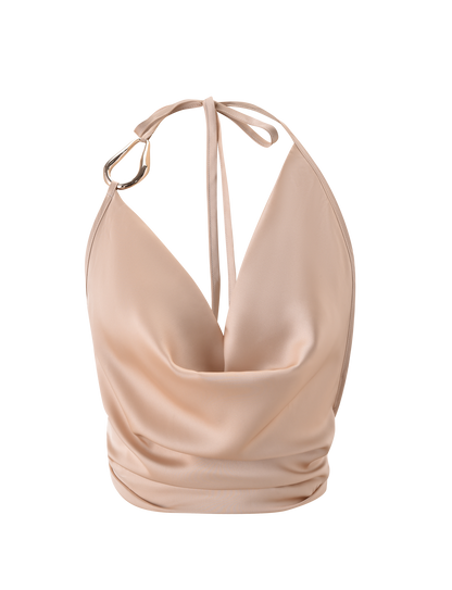 CYRENE SATIN COWL TOP - GOLD