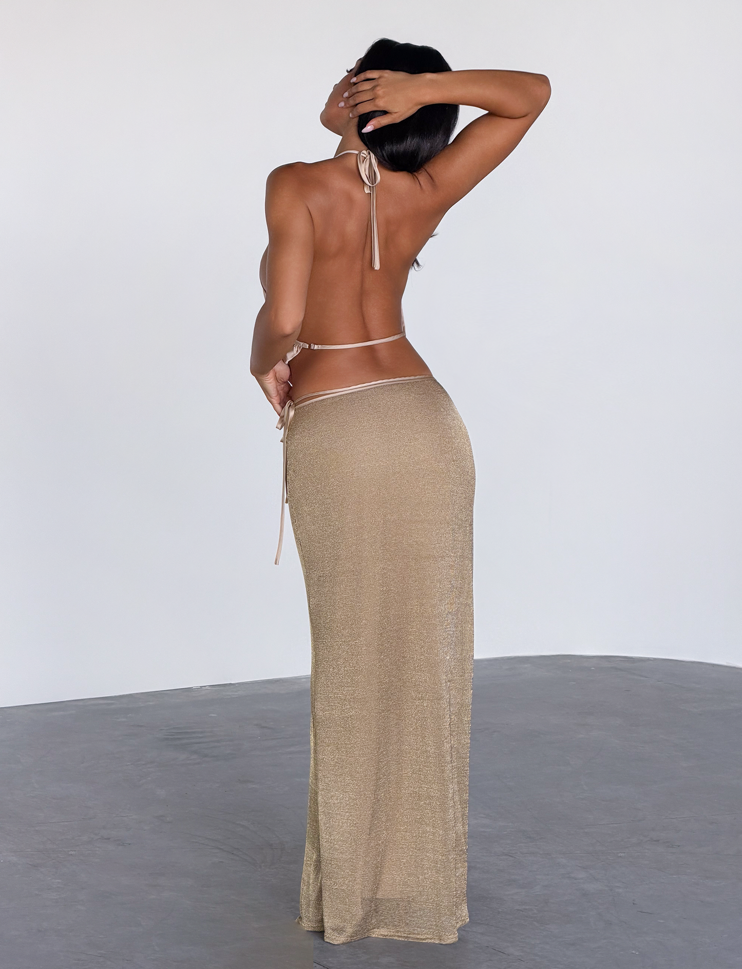 CYRENE SATIN COWL TOP - GOLD