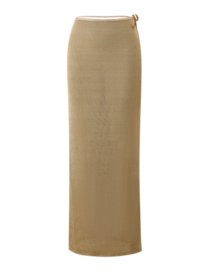 CYRENE TIE MAXI SKIRT - GOLD