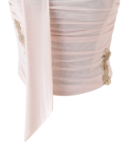 TERESE FLORAL APPLIQUE CORSET - TAN