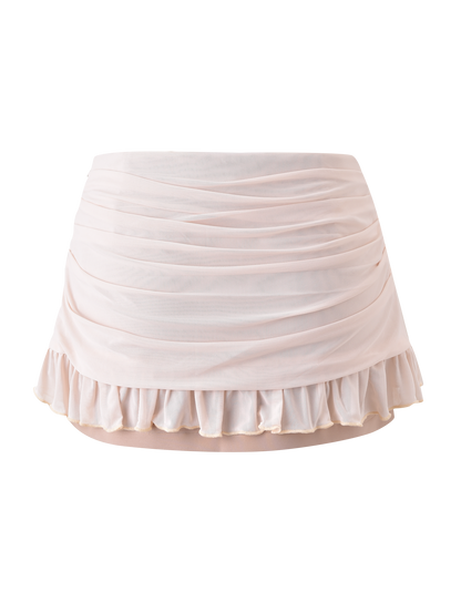 TERESE FLORAL APPLIQUE SKIRT - TAN