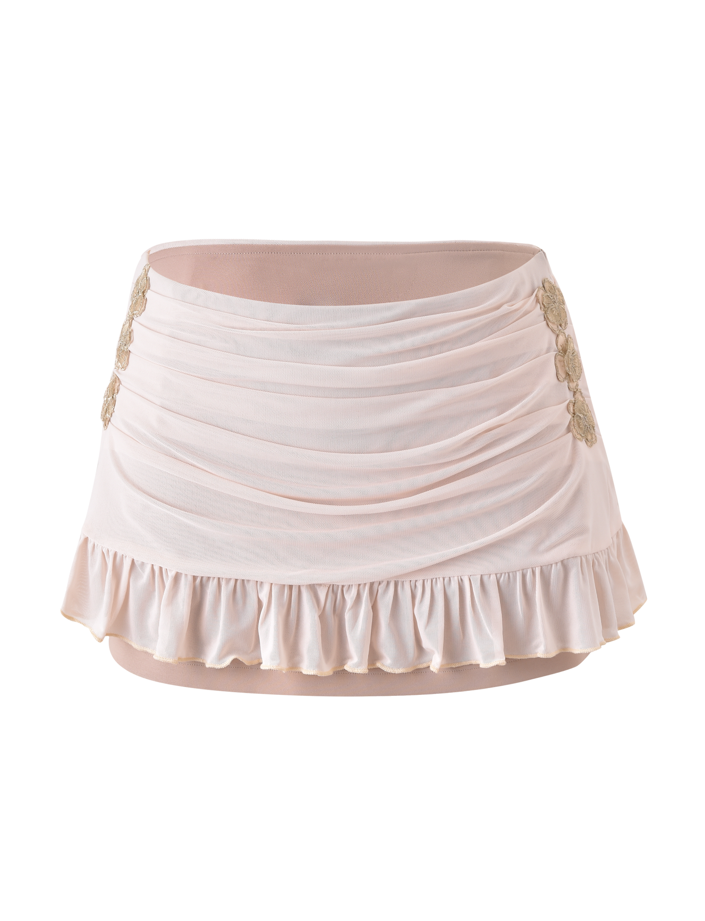 TERESE FLORAL APPLIQUE SKIRT - TAN