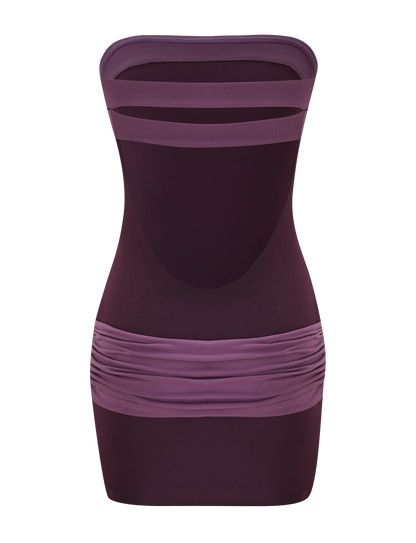 EOS MINI DRESS - AUBERGINE AND IRIS
