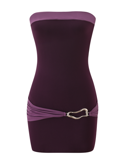 EOS MINI DRESS - AUBERGINE AND IRIS