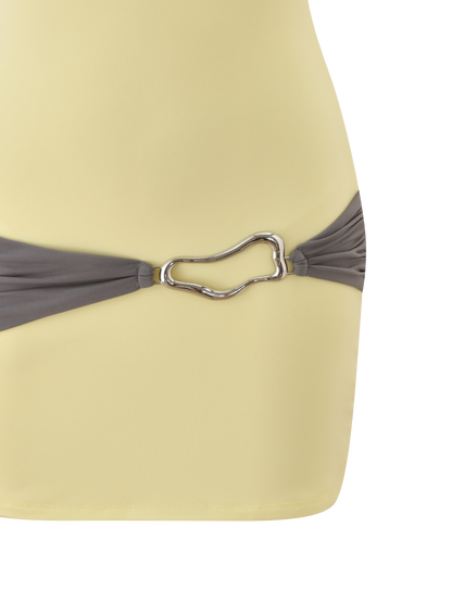 EOS MINI DRESS - BUTTER YELLOW AND GREY