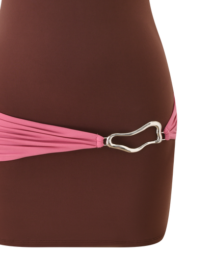 EOS MINI DRESS - ESPRESSO AND ROSE