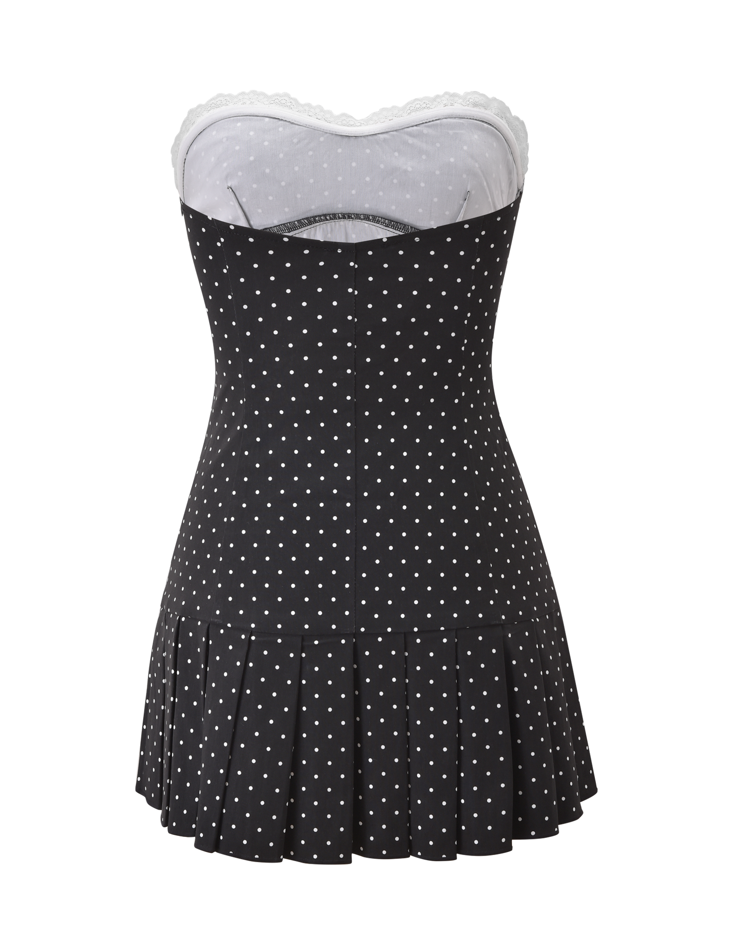 KITTIE LACE PLEAT DRESS - BLACK DOT