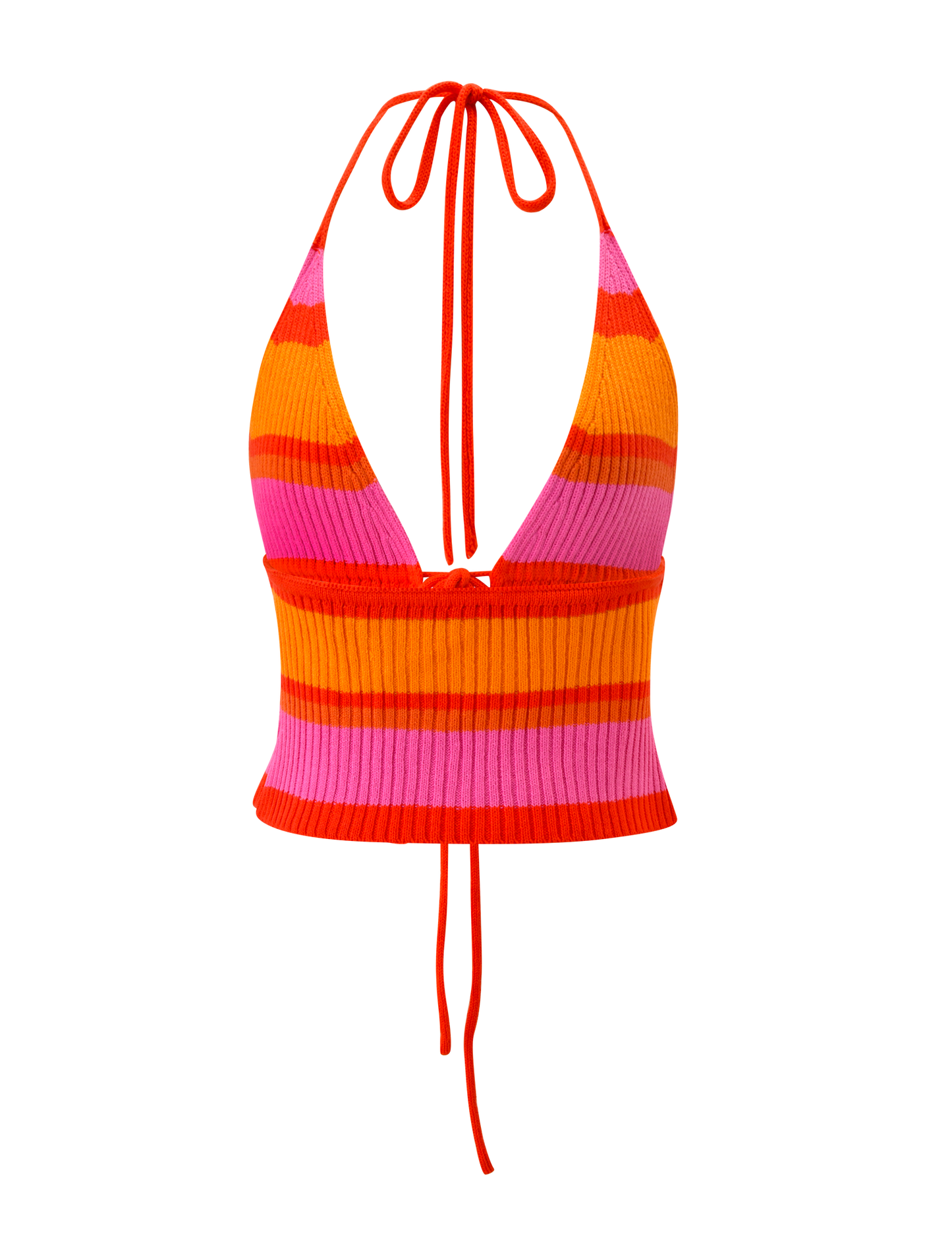 EVERLY CROCHET HALTER TOP - SUNSET TROPICAL STRIPE