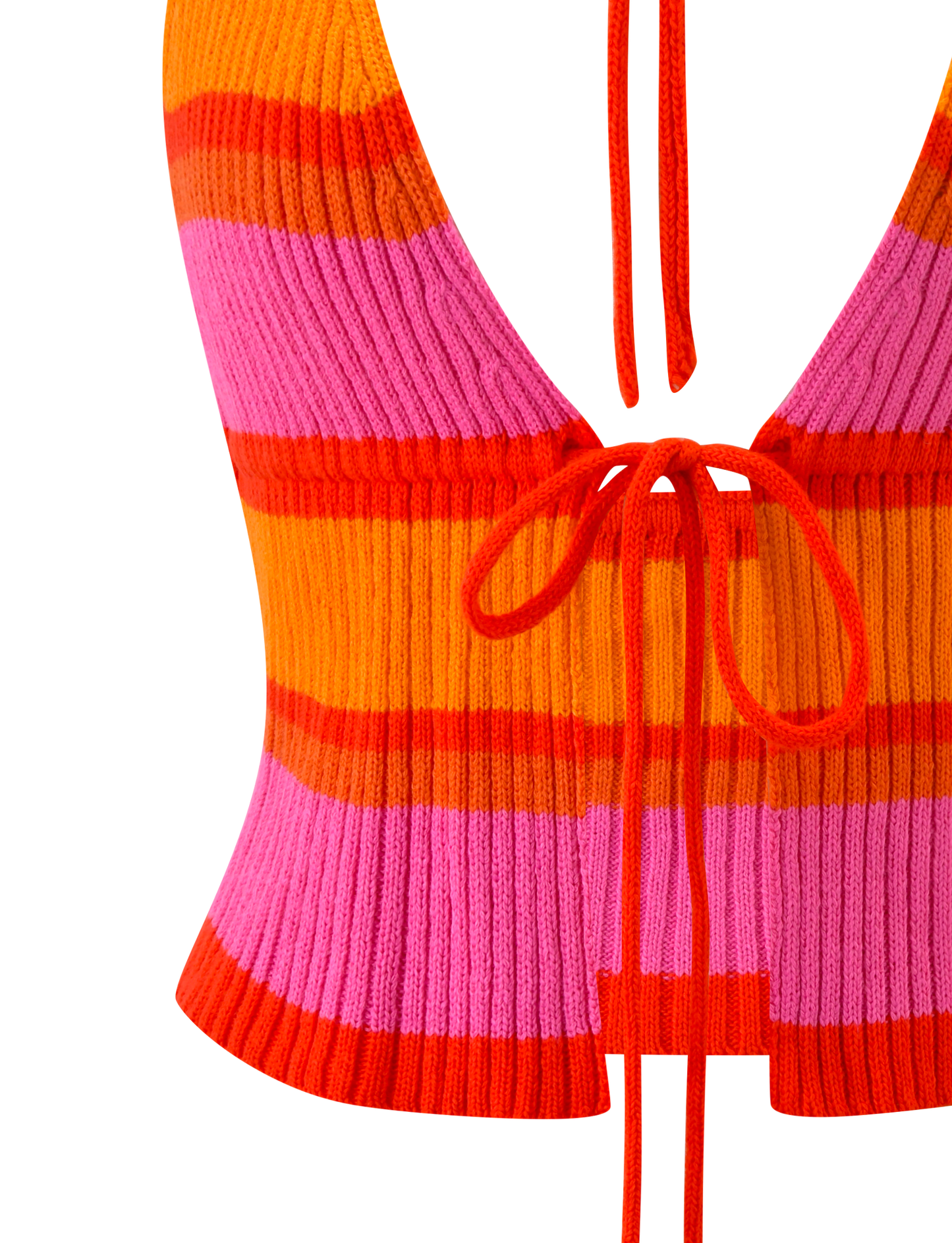 EVERLY CROCHET HALTER TOP - SUNSET TROPICAL STRIPE
