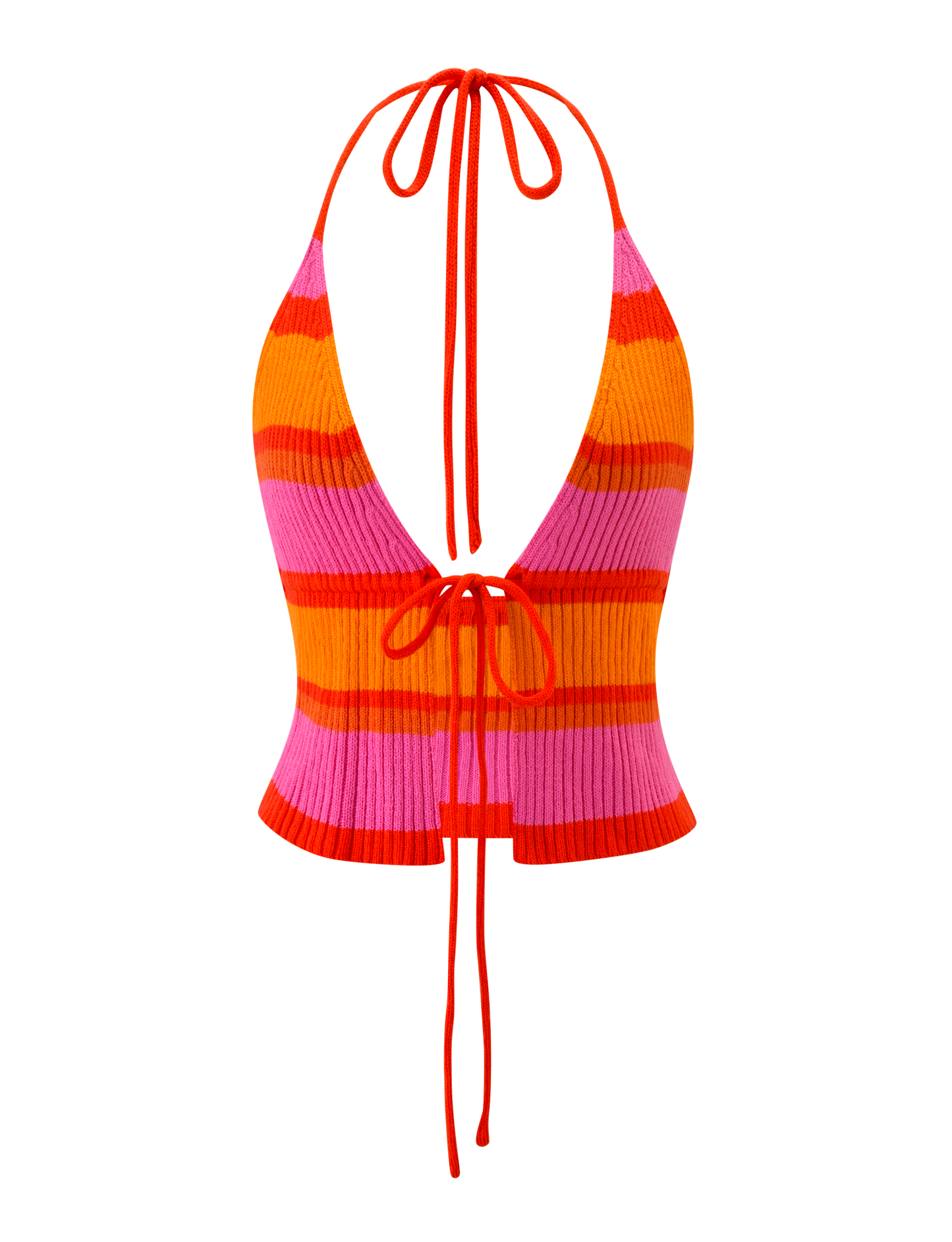 EVERLY CROCHET HALTER TOP - SUNSET TROPICAL STRIPE