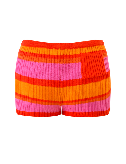 EVERLY KNIT SHORT - SUNSET TROPICAL STRIPE
