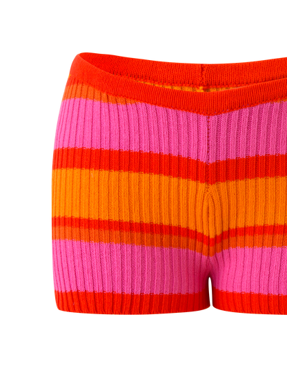 EVERLY KNIT SHORT - SUNSET TROPICAL STRIPE