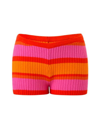EVERLY KNIT SHORT - SUNSET TROPICAL STRIPE
