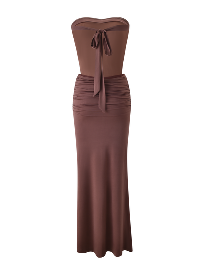 IOLLA STRAPLESS MAXI DRESS - MOCHA