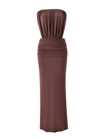 IOLLA STRAPLESS MAXI DRESS - MOCHA