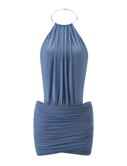 EVANNA MINI DRESS - SLATE BLUE