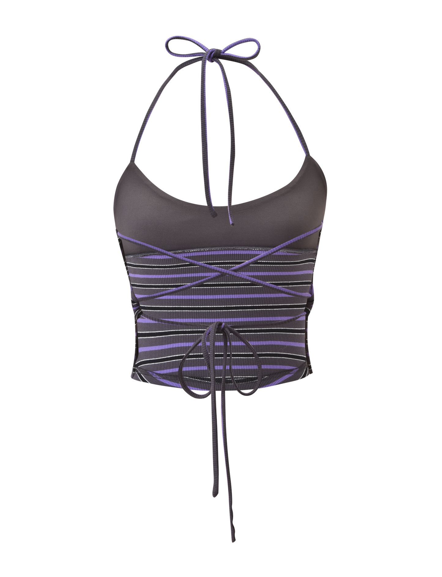 CERYS RIB TOP - GREY STRIPE